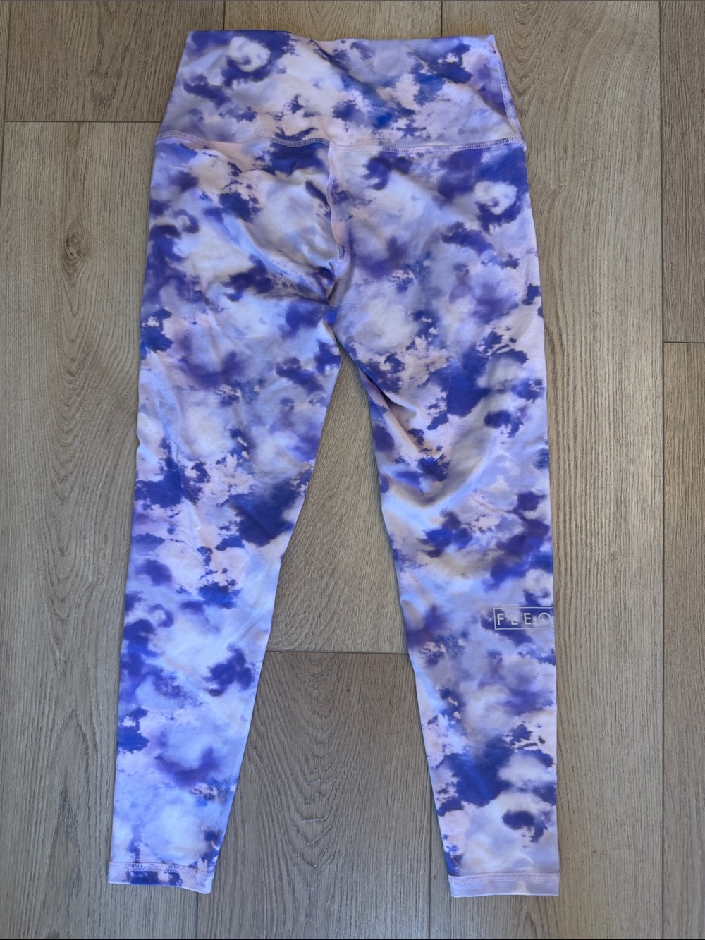 Fleo Purple and White Tie-Dye Leggings
